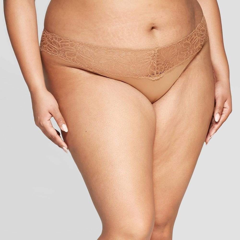 Plus size micro thong with lace